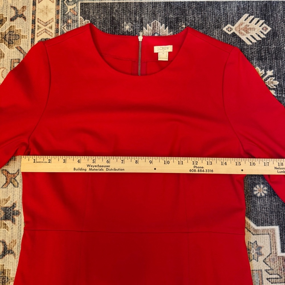 J. Crew Women’s Classic Red Sheath Dress 3/4 Sleeve Size 4 - Picture 7 of 10